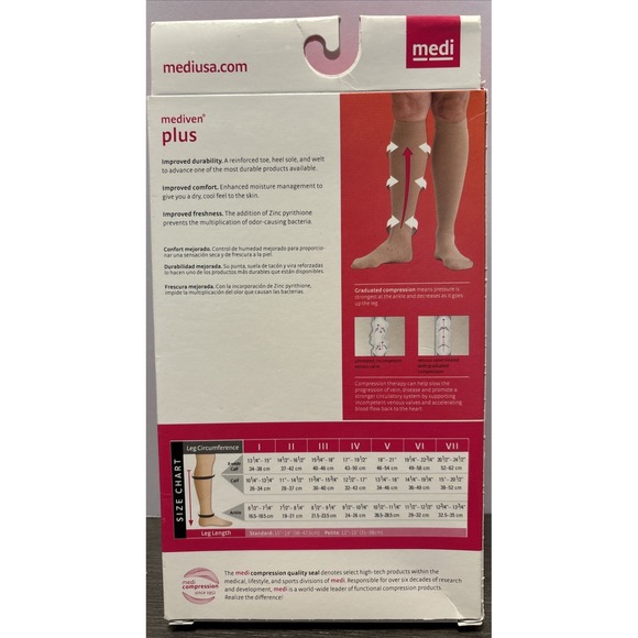 Mediven Plus Calf 20-30 Compression Stockings Size VI Beige Closed Toe 19806 New - Picture 5 of 8